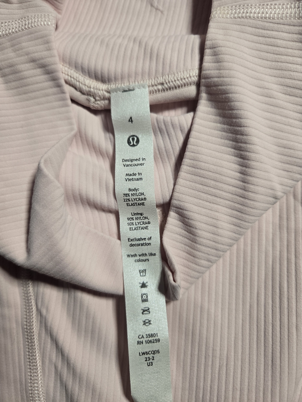 lululemon athletica Light Pink Ribbed Leggings